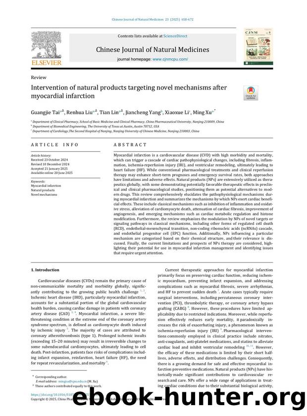 Intervention of natural products targeting novel mechanisms after myocardial infarction by Guangjie Tai & Renhua Liu & Tian Lin & Jiancheng Yang & Xiaoxue Li & Ming Xu