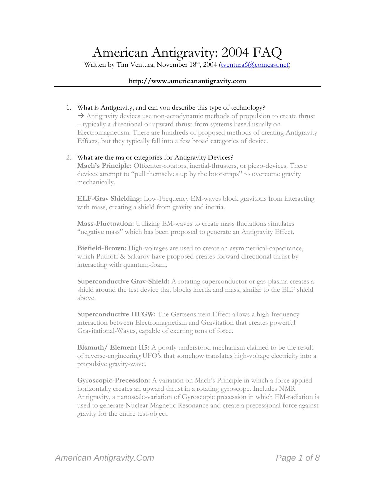 Interview Questions: American Antigravity by Tim Ventura