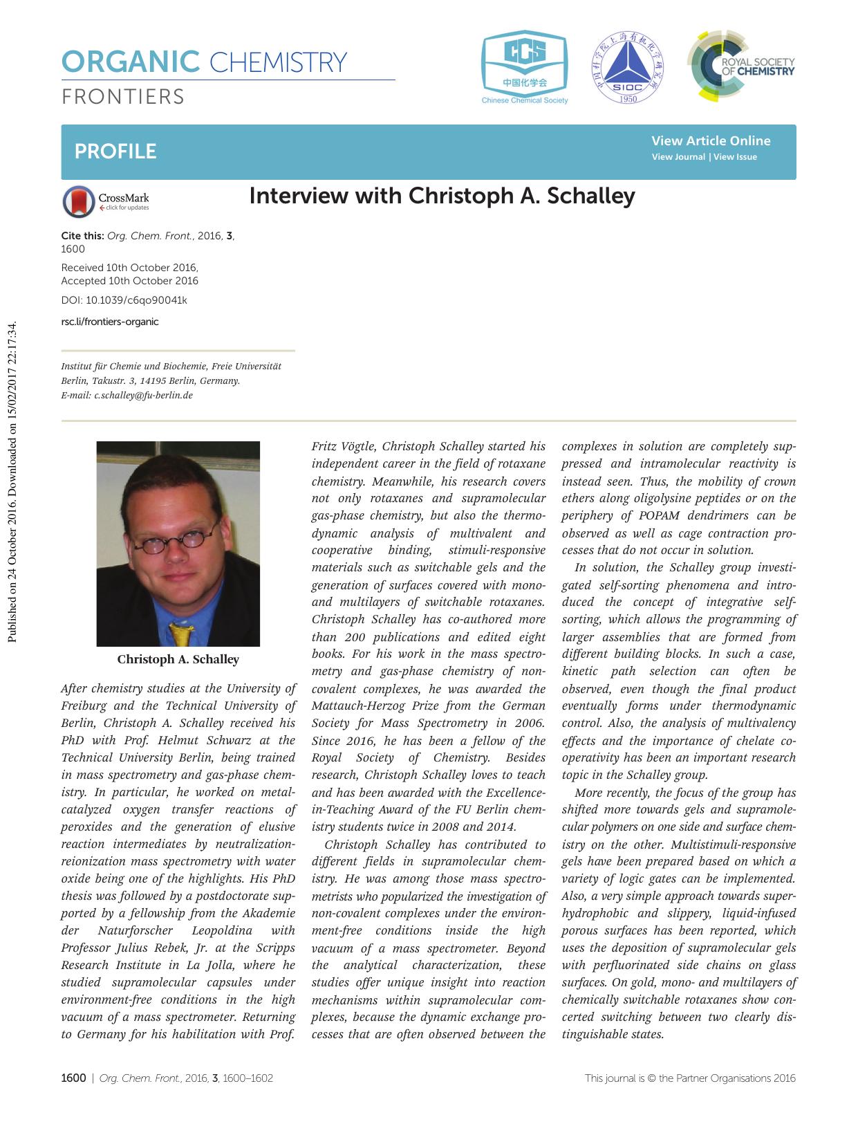 Interview with Christoph A. Schalley by Unknown