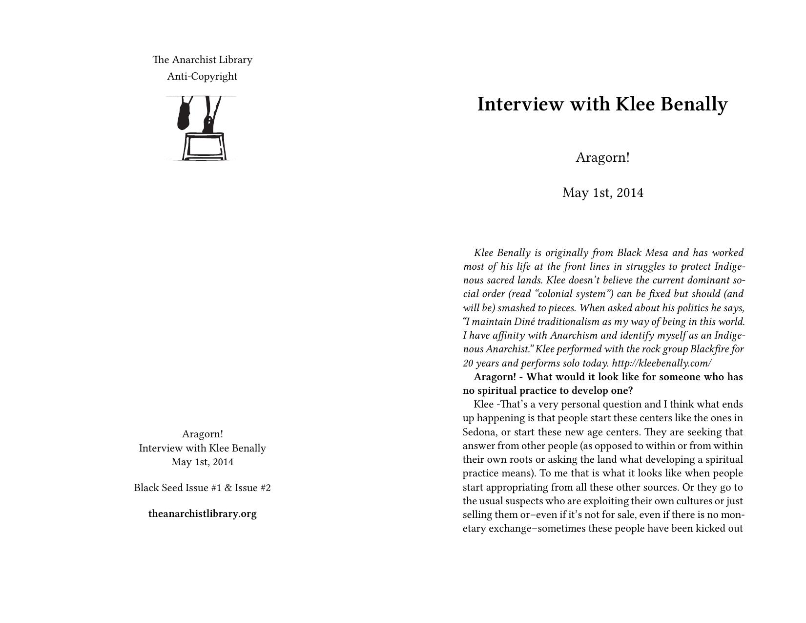 Interview with Klee Benally by Aragorn!