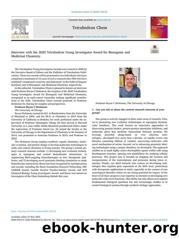 Interview with the 2025 Tetrahedron Young Investigator Award for Bioorganic and Medicinal Chemistry by Bryan C. Dickinson & Wing Ho So & Jun Kee Cheng
