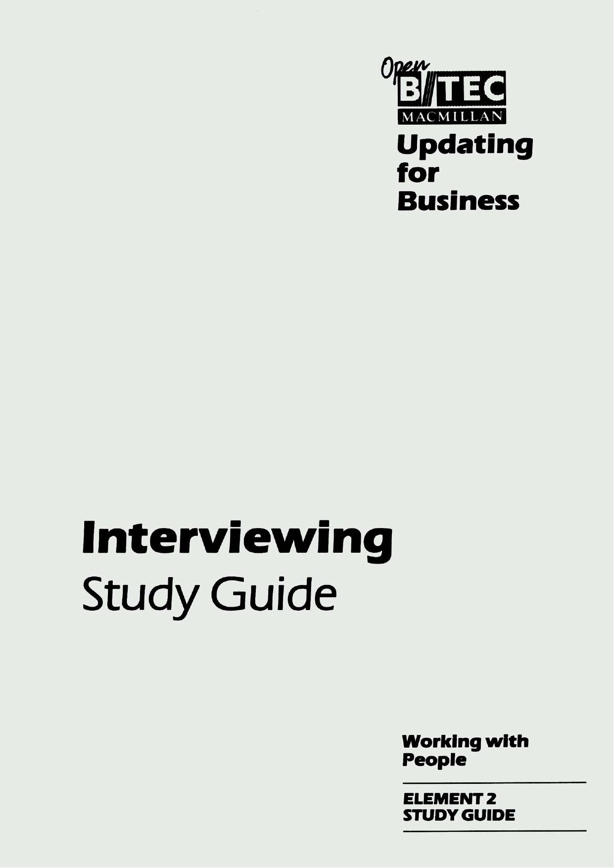 Interviewing: Study Guide by Lynn Earnshaw (eds.)