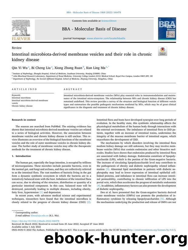 Intestinal microbiota-derived membrane vesicles and their role in chronic kidney disease by Qin Yi Wu & Bi Cheng Liu & Xiong Zhong Ruan & Kun Ling Ma