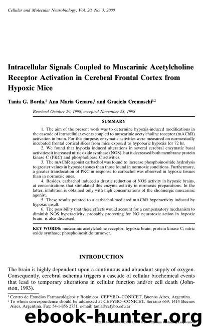 Intracellular Signals Coupled to Muscarinic Acetylcholine Receptor Activation in Cerebral Frontal Cortex from Hypoxic Mice by Unknown