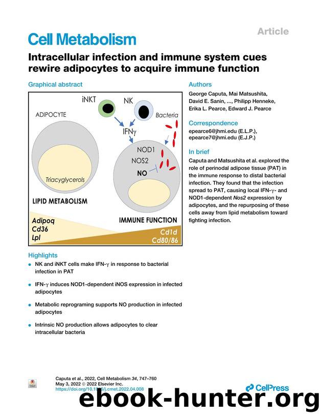 Intracellular infection and immune system cues rewire adipocytes to acquire immune function by unknow