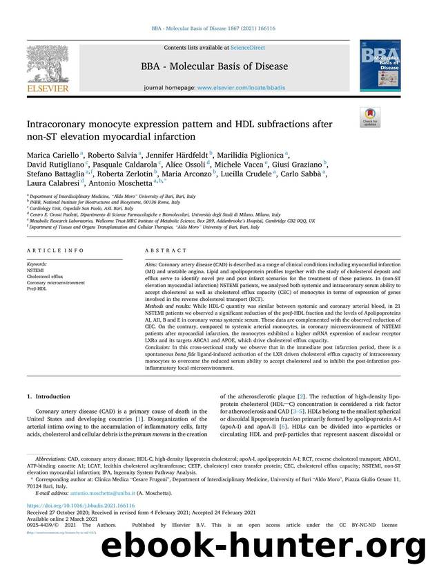 Intracoronary monocyte expression pattern and HDL subfractions after non-ST elevation myocardial infarction by unknow