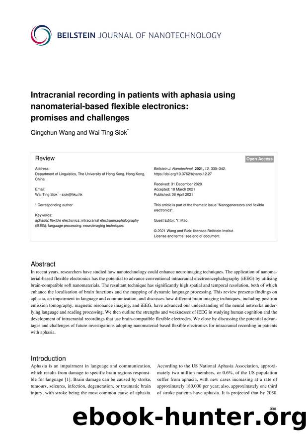 Intracranial recording in patients with aphasia using nanomaterial-based flexible electronics: promises and challenges by Qingchun Wang Wai Ting Siok
