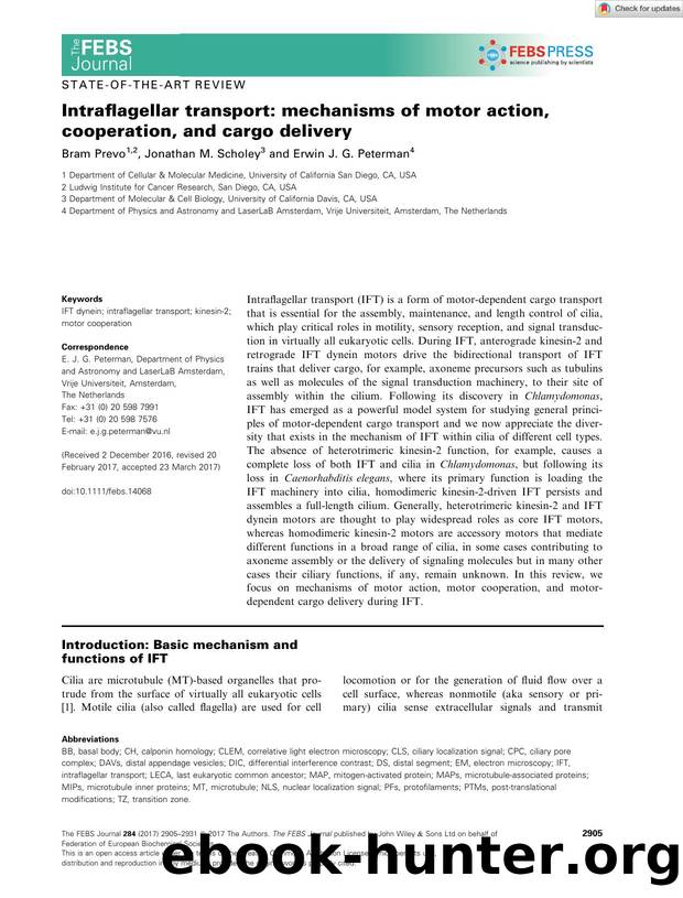 Intraflagellar transport: mechanisms of motor action, cooperation, and cargo delivery by Unknown