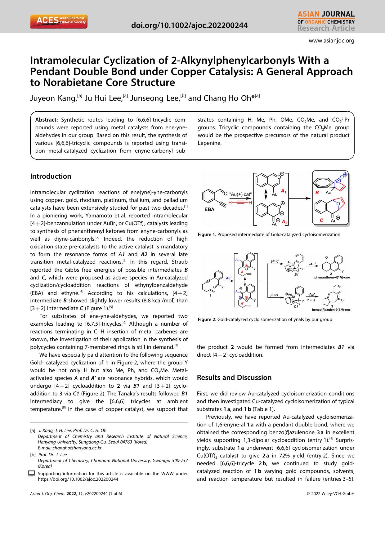 Intramolecular Cyclization of 2âAlkynylphenylcarbonyls With a Pendant Double Bond under Copper Catalysis: A General Approach to Norabietane Core Structure by Unknown