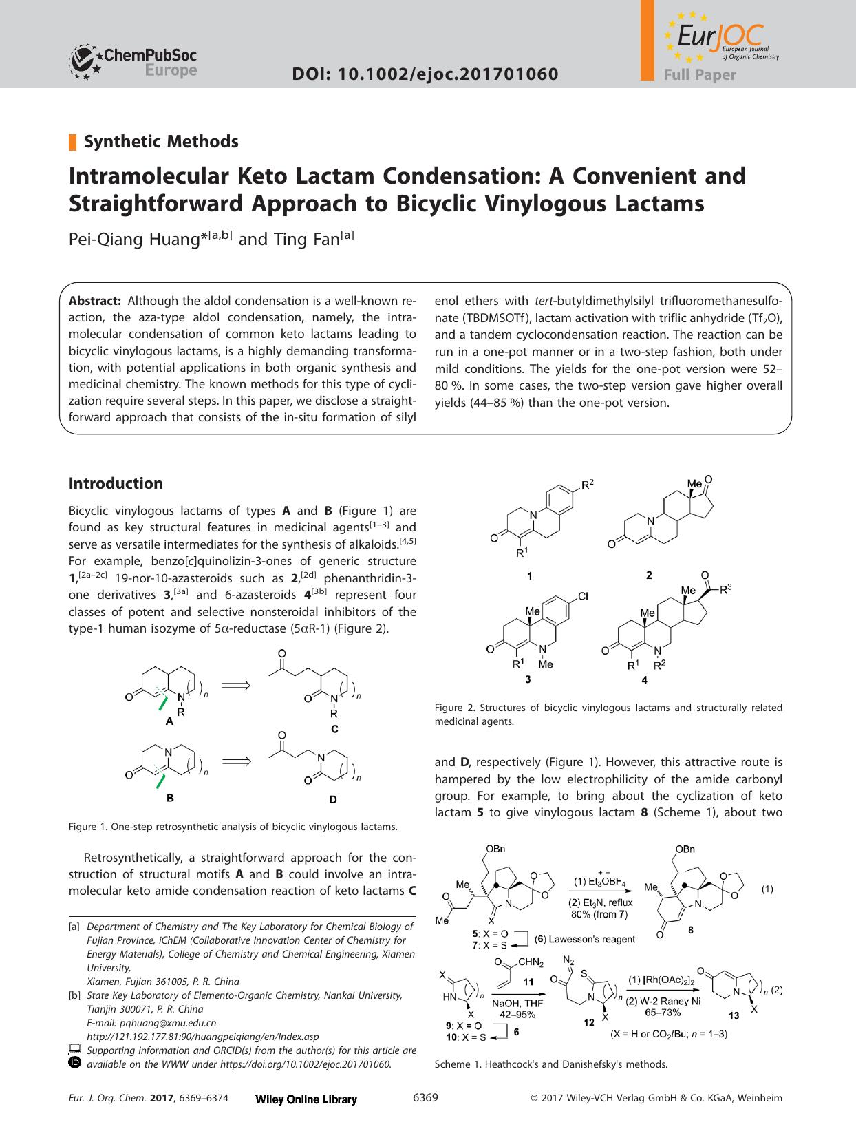 Intramolecular Keto Lactam Condensation: A Convenient and Straightforward Approach to Bicyclic Vinylogous Lactams by Unknown