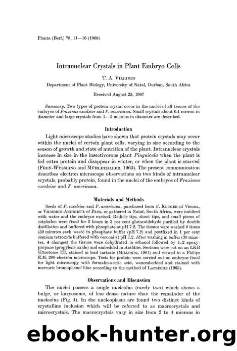 Intranuclear crystals in plant embryo cells by Unknown