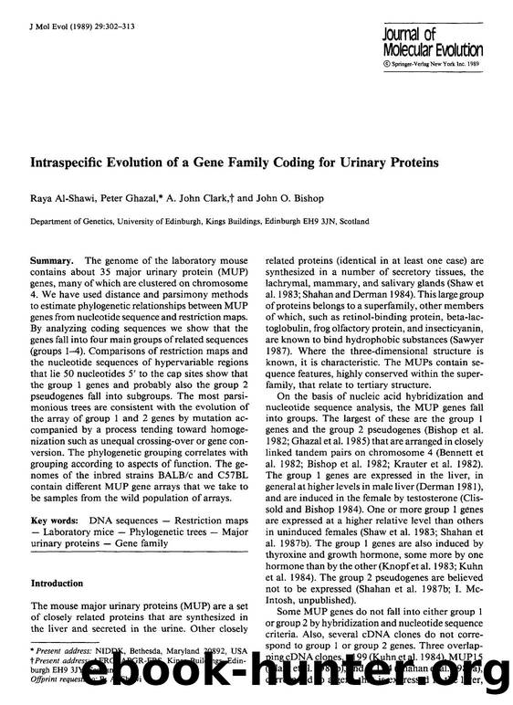 Intraspecific evolution of a gene family coding for urinary proteins by Unknown