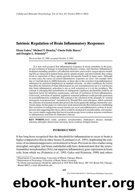 Intrinsic Regulation of Brain Inflammatory Responses by Unknown
