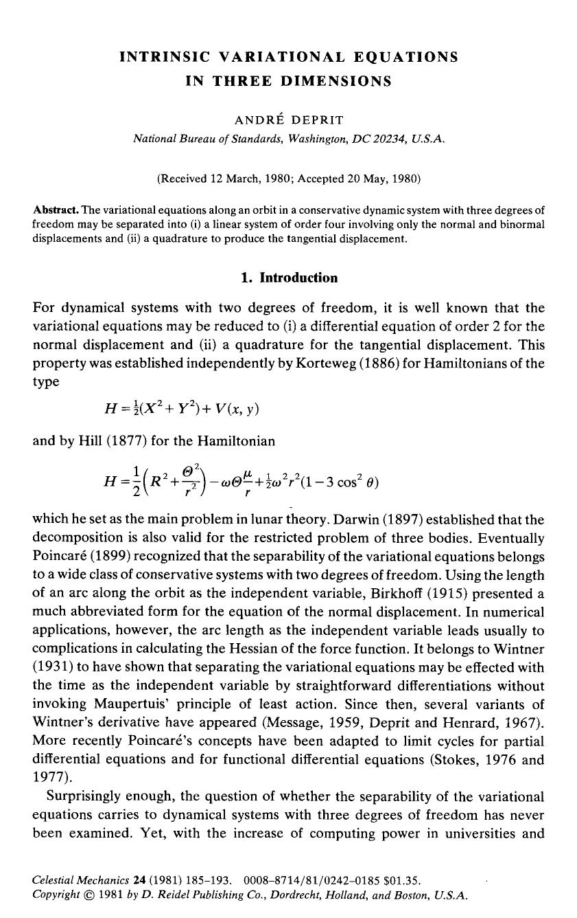 Intrinsic variational equations in three dimensions by Unknown
