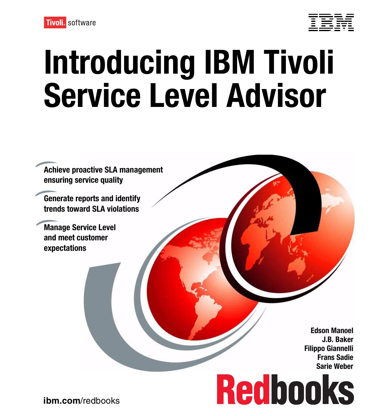 Introducing IBM Tivoli Service Level Advisor by IBM Redbooks