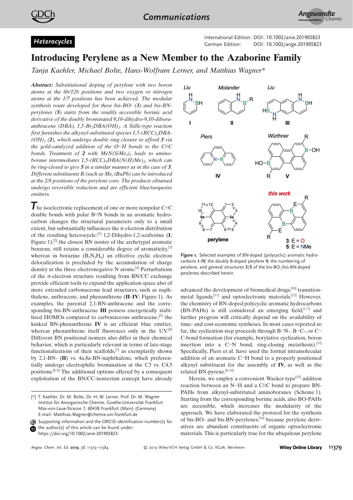 Introducing Perylene as a New Member to the Azaborine Family by Unknown