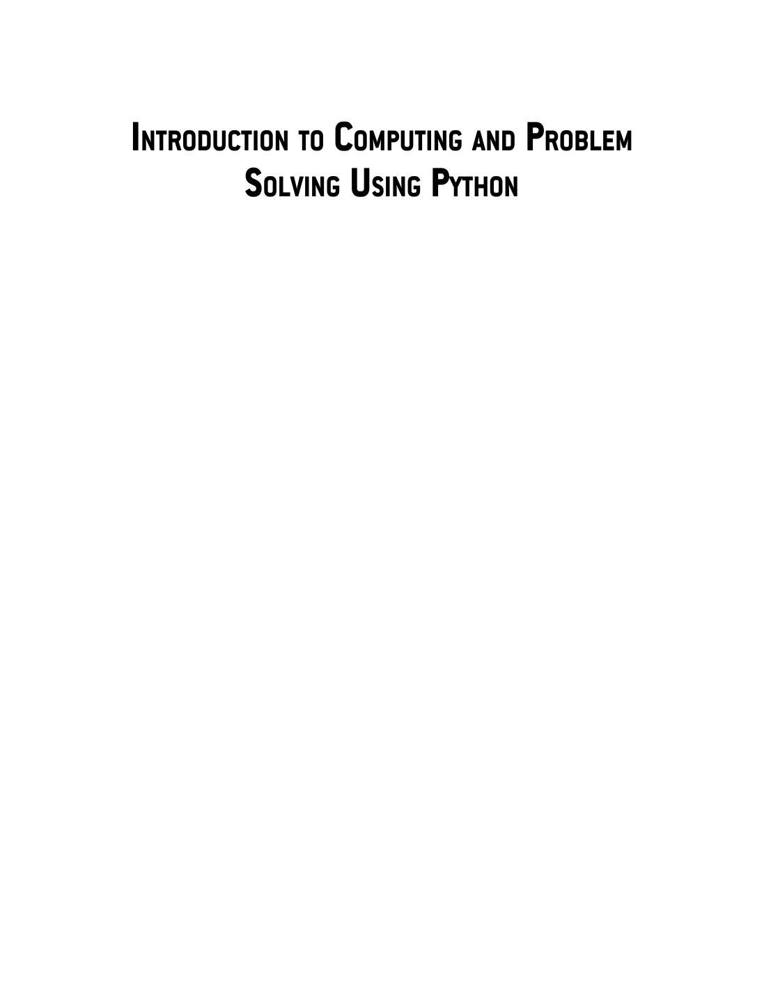 Introduction To Computing And Problem Solving Using Python by E. Balaguruswamy