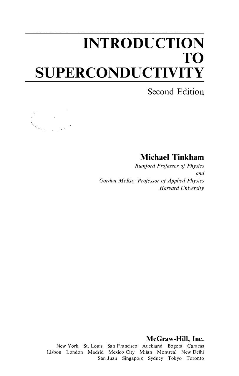 Introduction To Superconductivity by Michael Tinkham