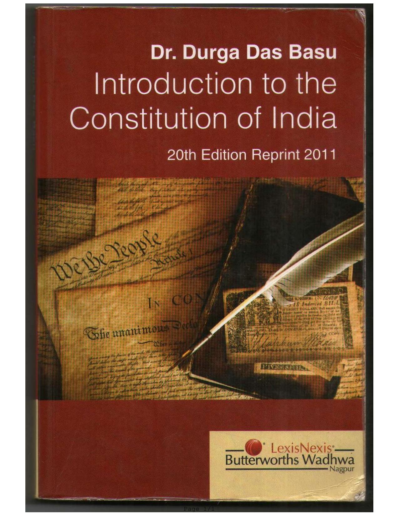 Introduction To The Constitution Of India by Dr. Durga Das Basu