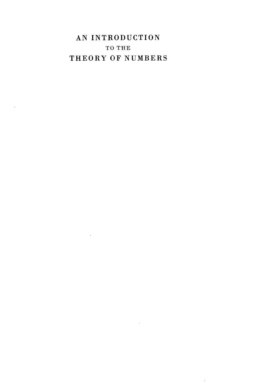 Introduction To The Theory Of Numbers, An by G H Hardy E M Wright