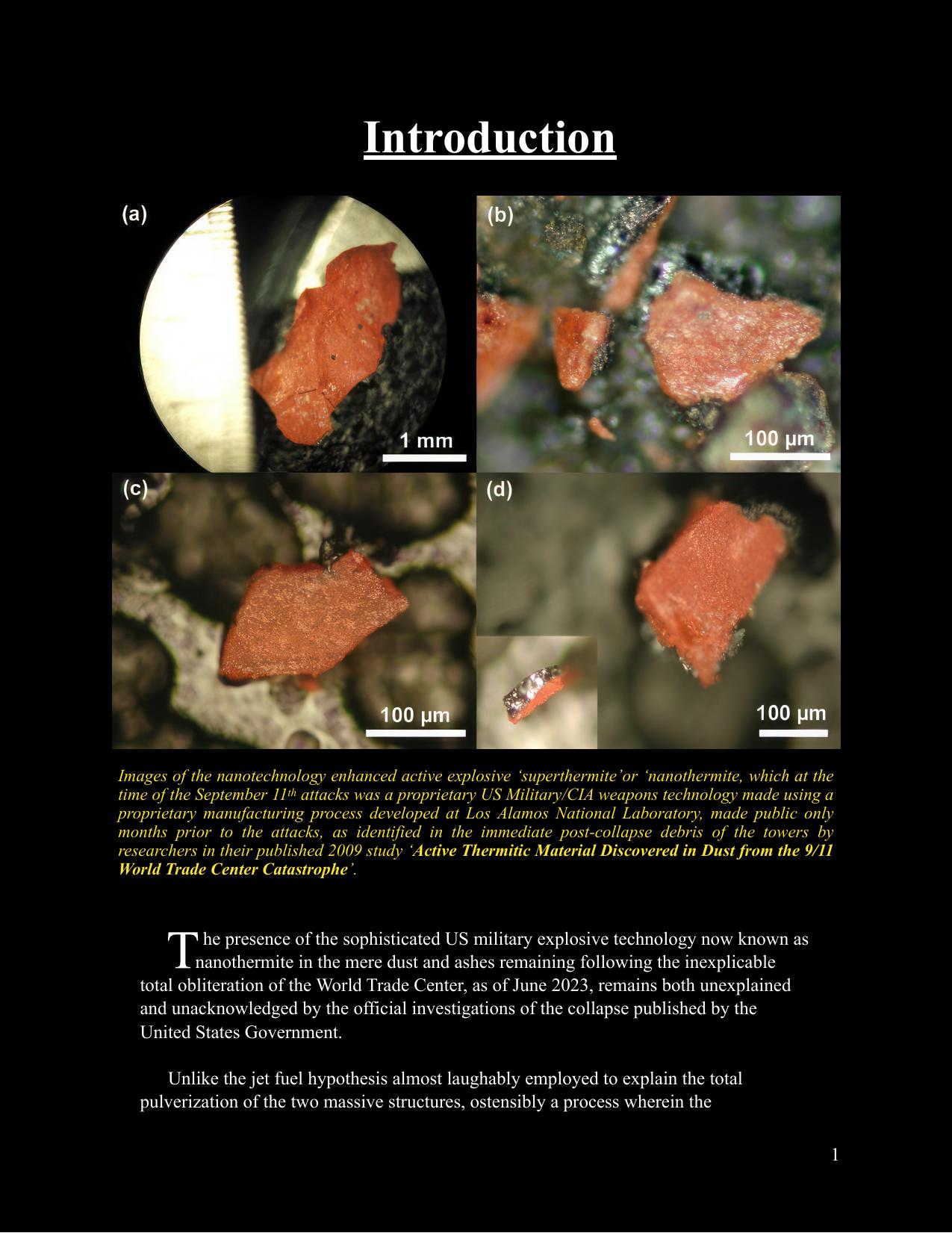 Introduction by CIA:US Military Explosives Nanotechnology Found in 9:11 Twin Tower Debris