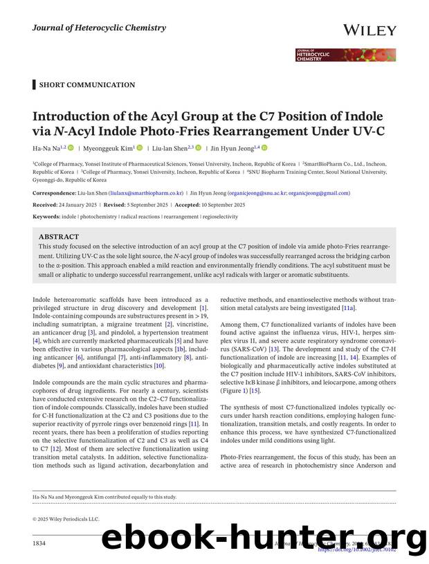 Introduction of the acyl group at the C7 position of indole via Nâacyl indole photoâFries rearrangement under UVâC by Unknown