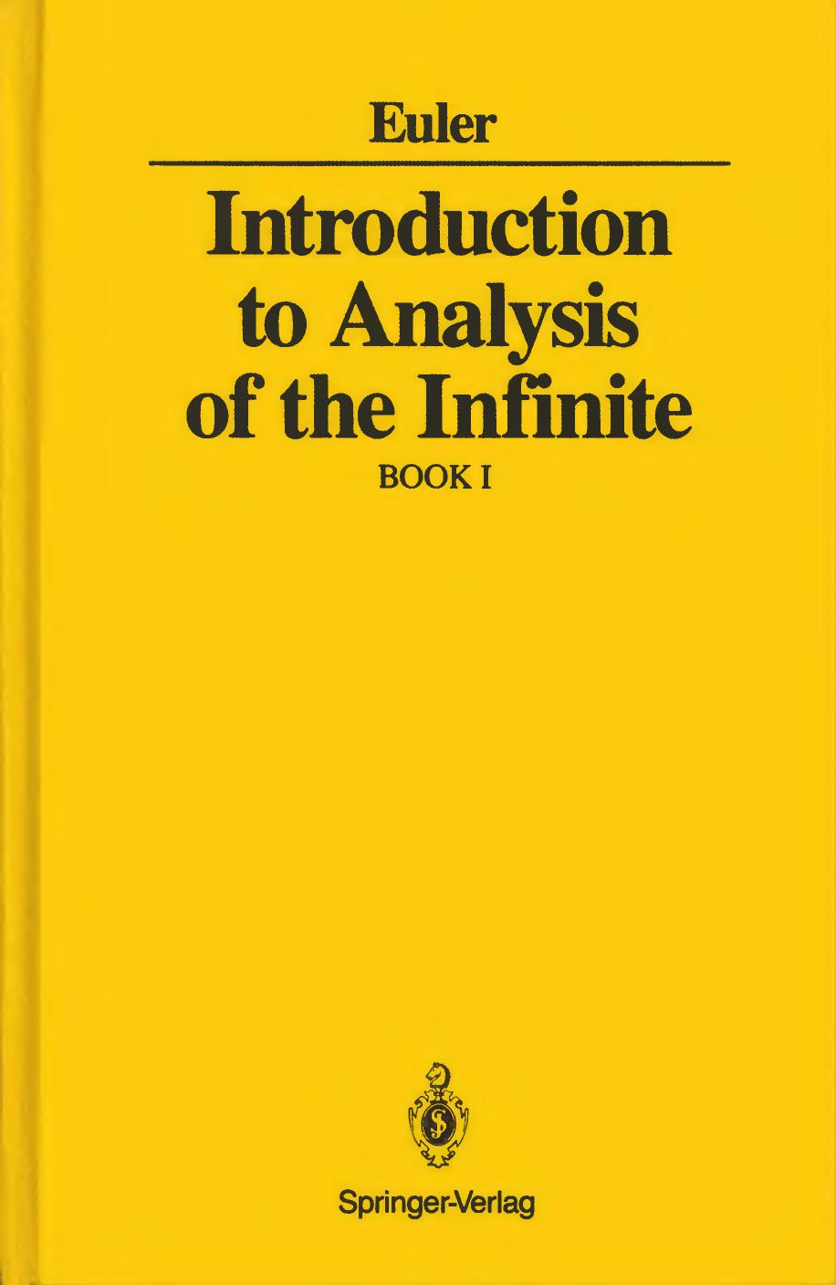 Introduction to Analysis of the Infinite by Leonard Euler