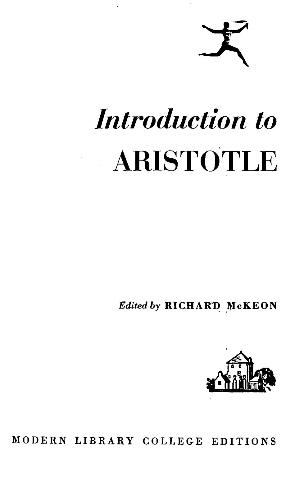 Introduction to Aristotle by Richard McKeon
