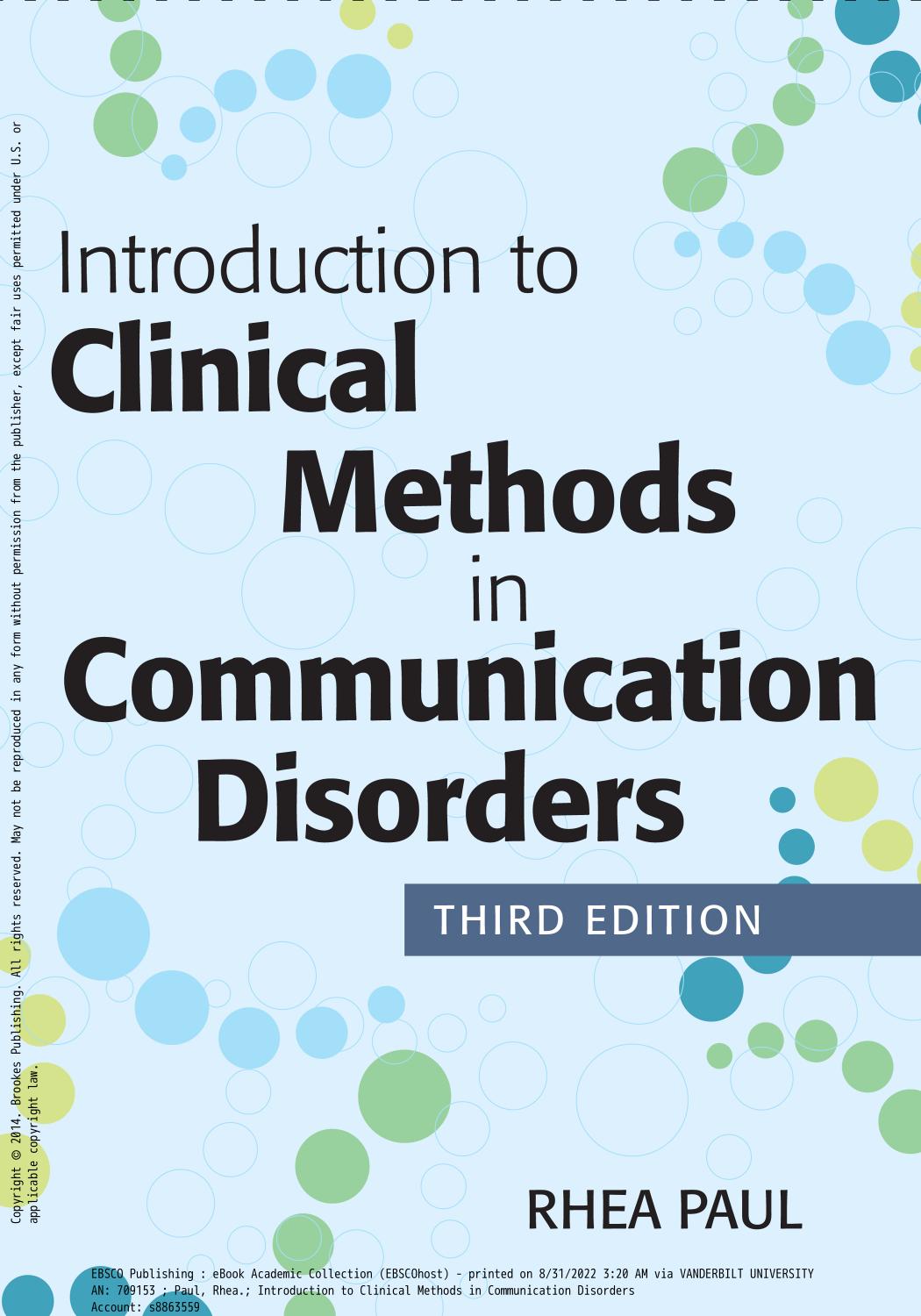 Introduction to Clinical Methods in Communication Disorders by Rhea Paul