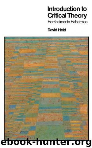 Introduction to Critical Theory: Horkheimer to Habermas by Held David