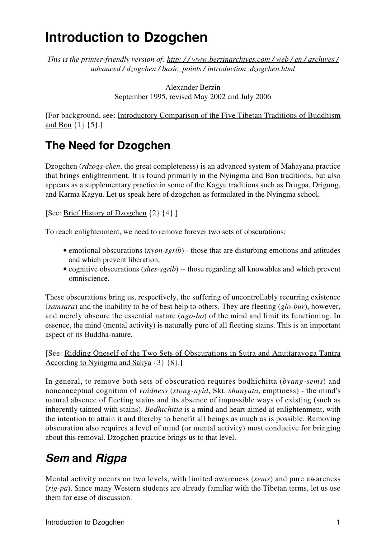 Introduction to Dzogchen by Unknown