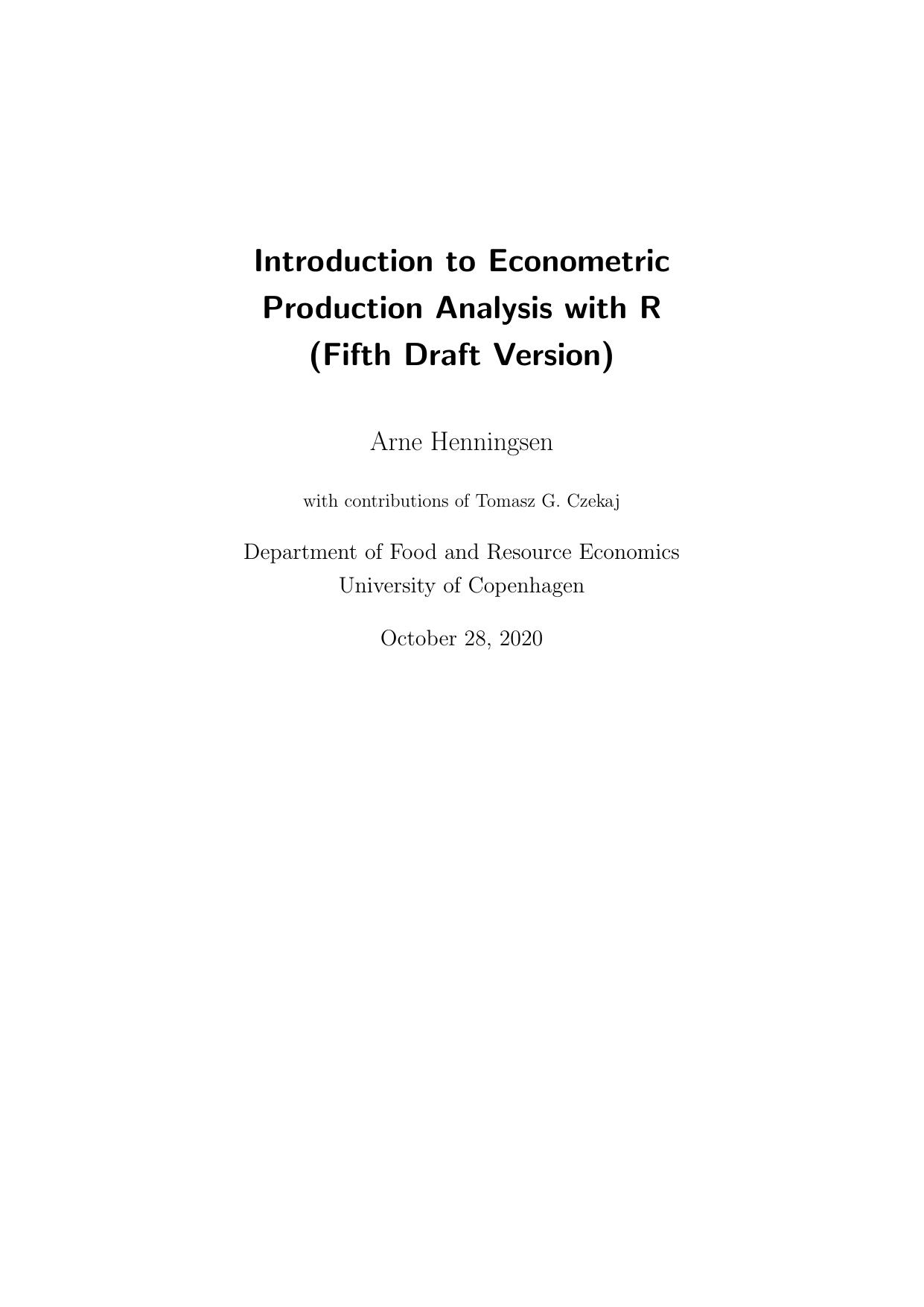 Introduction to Econometric Production Analysis with R by Arne Henningsen