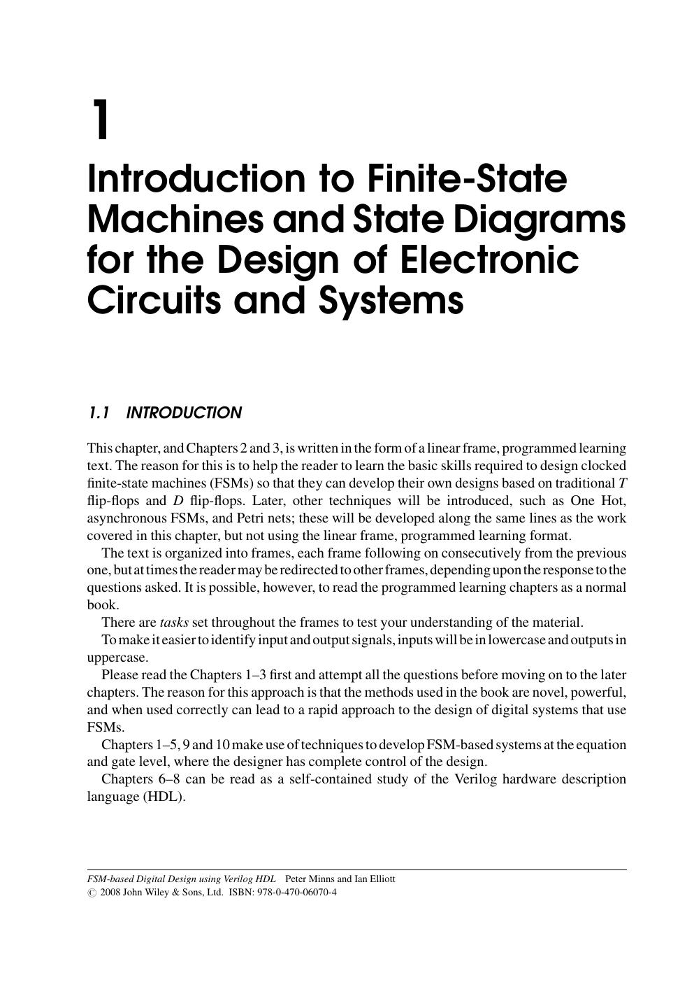 Introduction to Finite-State Machines and State Diagrams for the Design of Electronic Circuits and Systems by Unknown