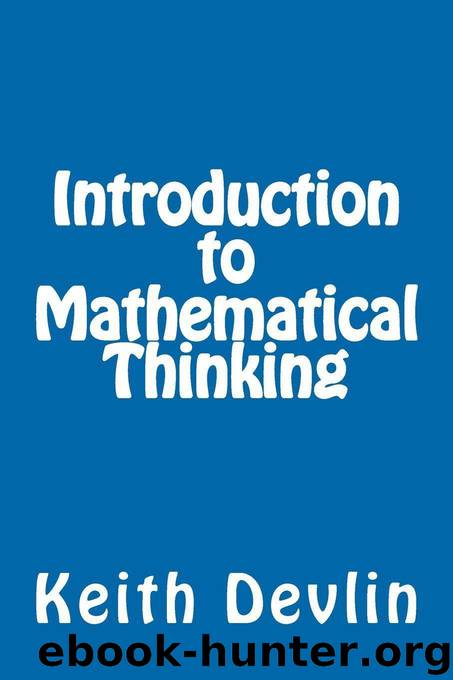Introduction to Mathematical Thinking by Devlin Keith