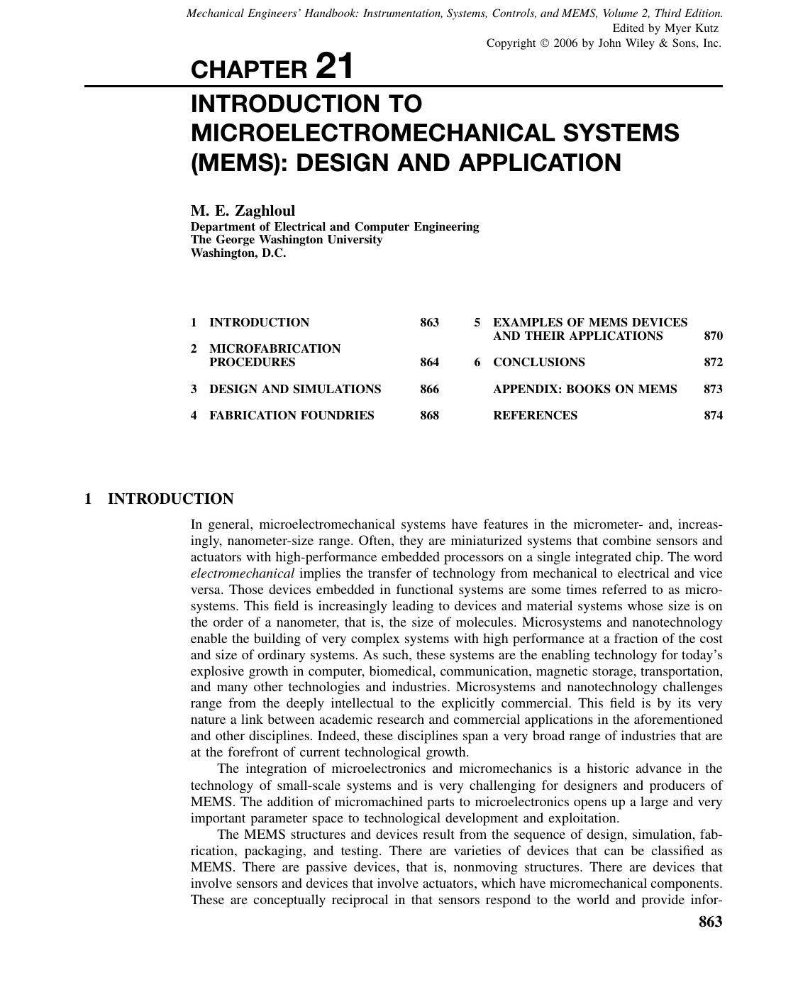 Introduction to Microelectromechanical Systems (MEMS): Design and Application by penta