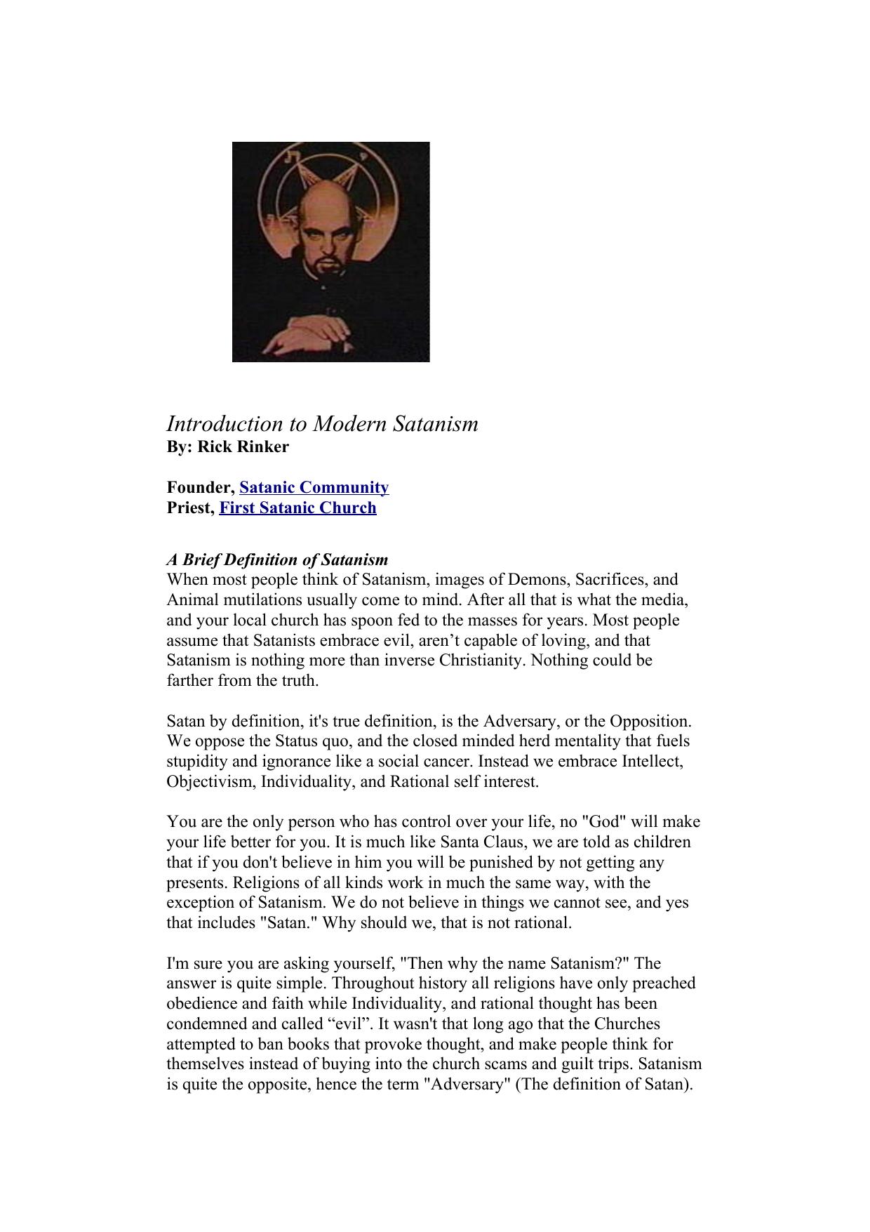 Introduction to Modern Satanism by Nikolaos Stergiannis Ph.D. (Mechanical Engineering)