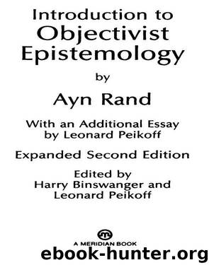 Introduction to Objectivist Epistemology by RAND AYN