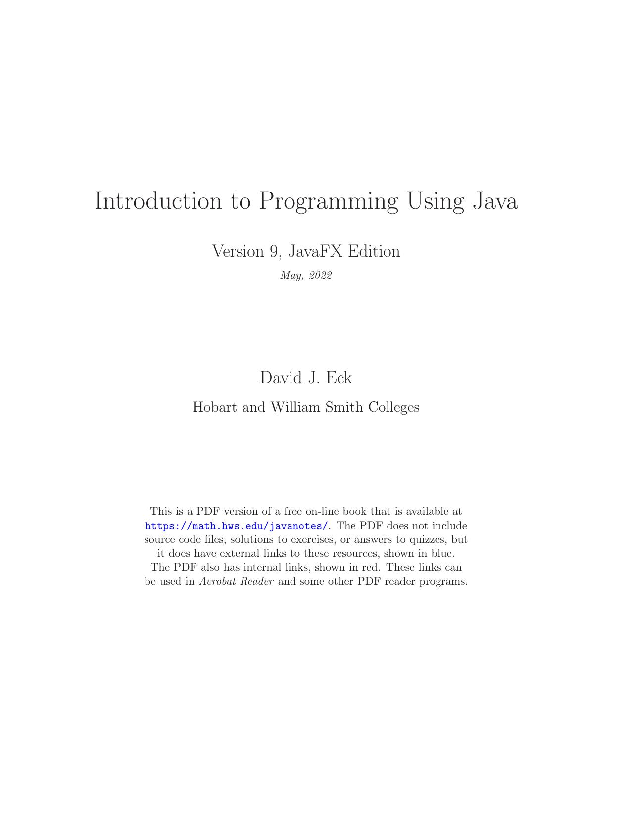 Introduction to Programming Using Java, Version 9, JavaFX Edition by David J. Eck