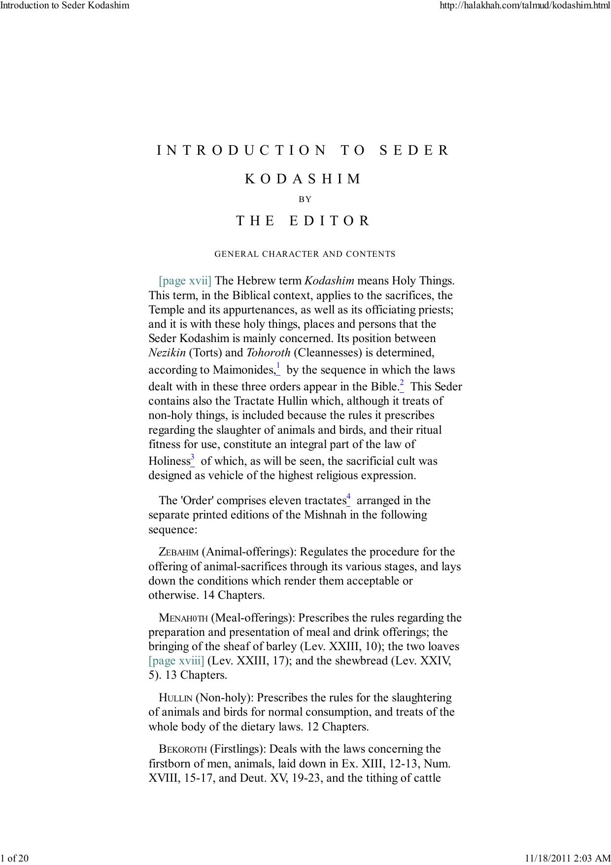 Introduction to Seder Kodashim - Rabbi Dr. I. Epstein by adam
