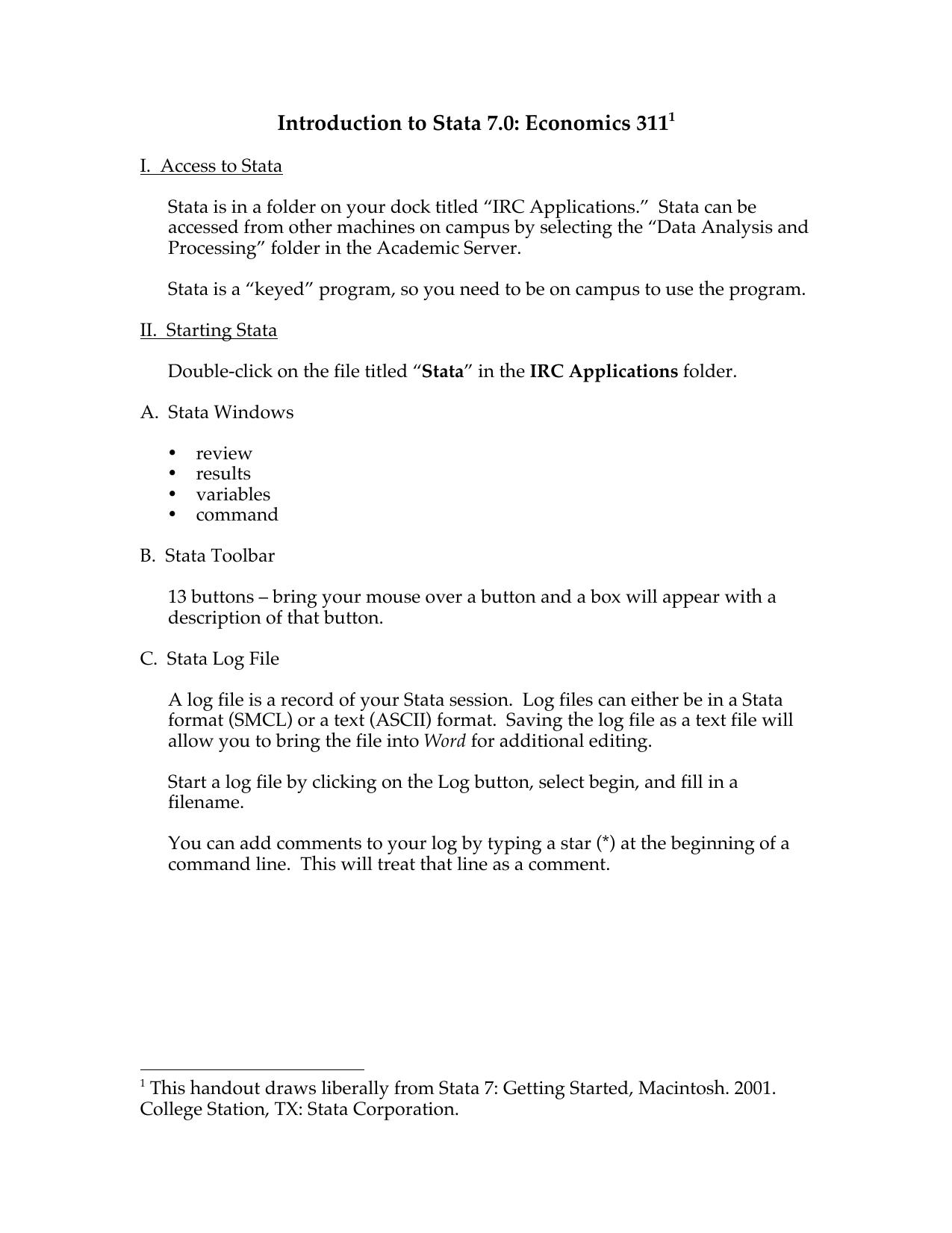 Introduction to Stata by Unknown