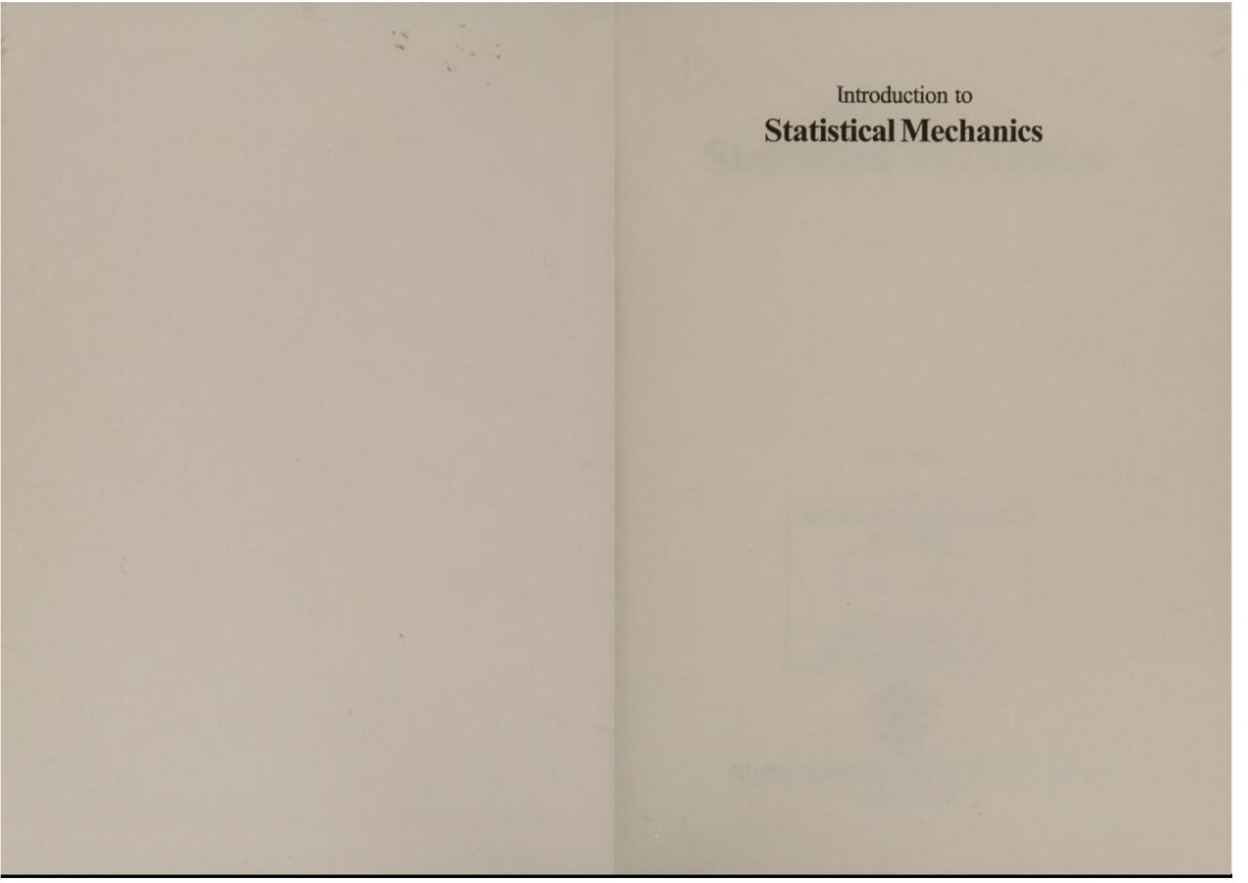Introduction to Statistical Mechanics by Sinha S. K