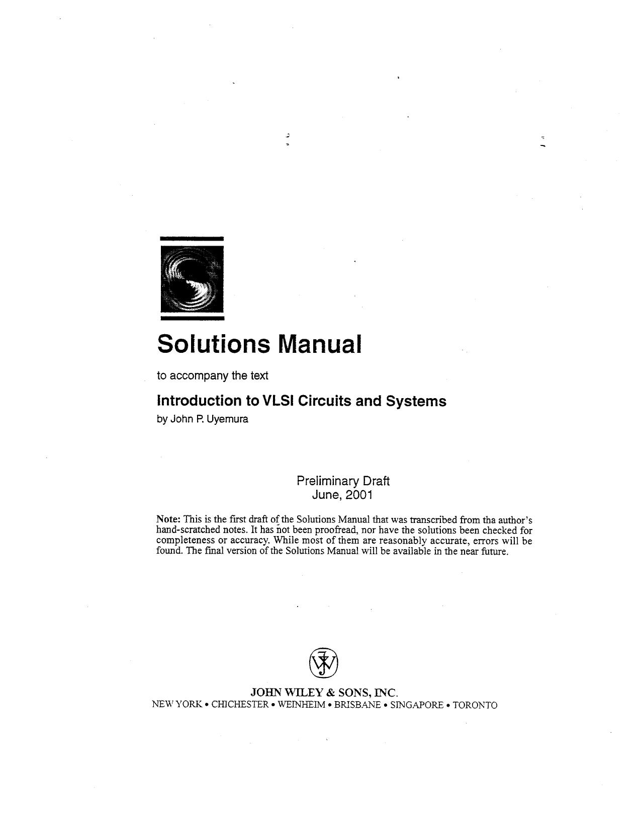 Introduction to VLSI Circuits and Systems ( draft)(Solutions) by John P Uyemura