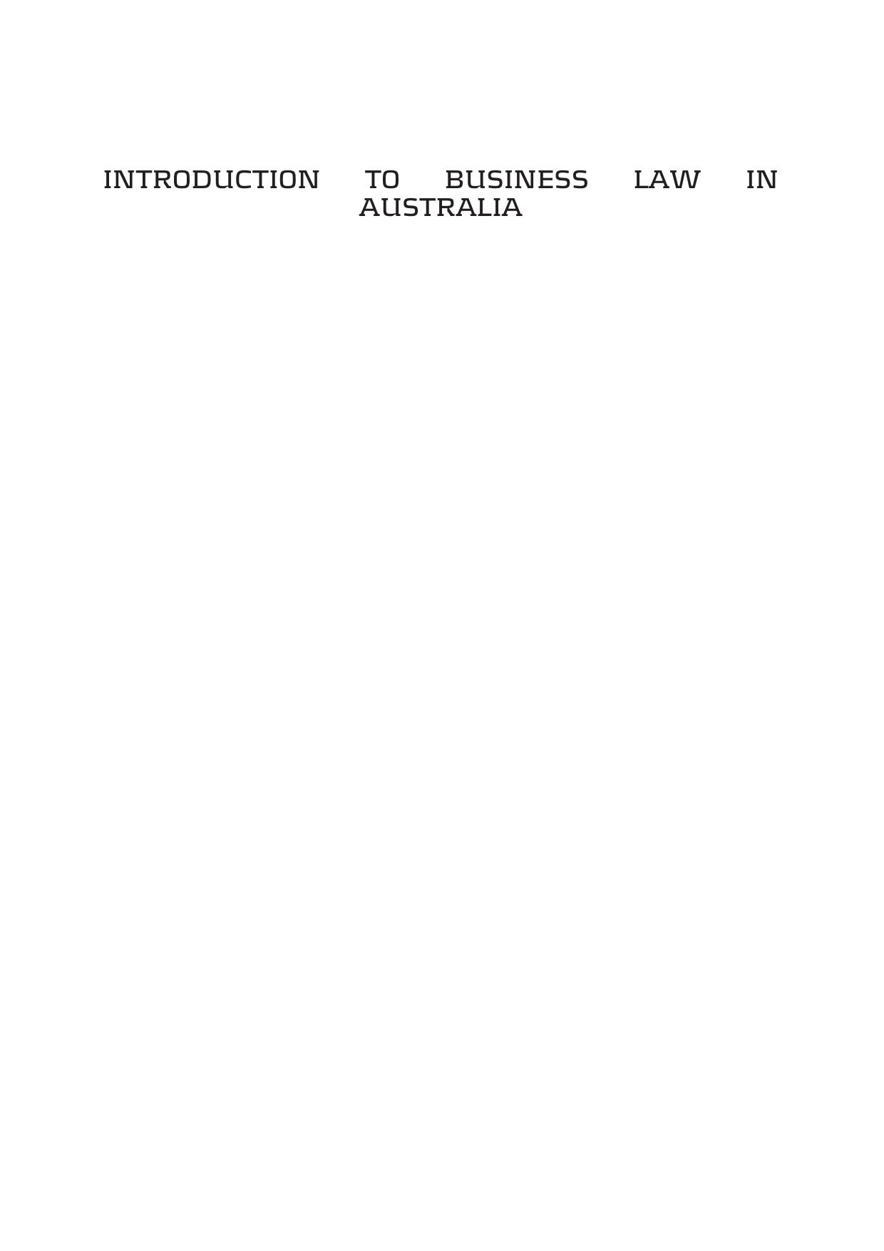 Introduction to business law in Australia by Alexandra Otevrel
