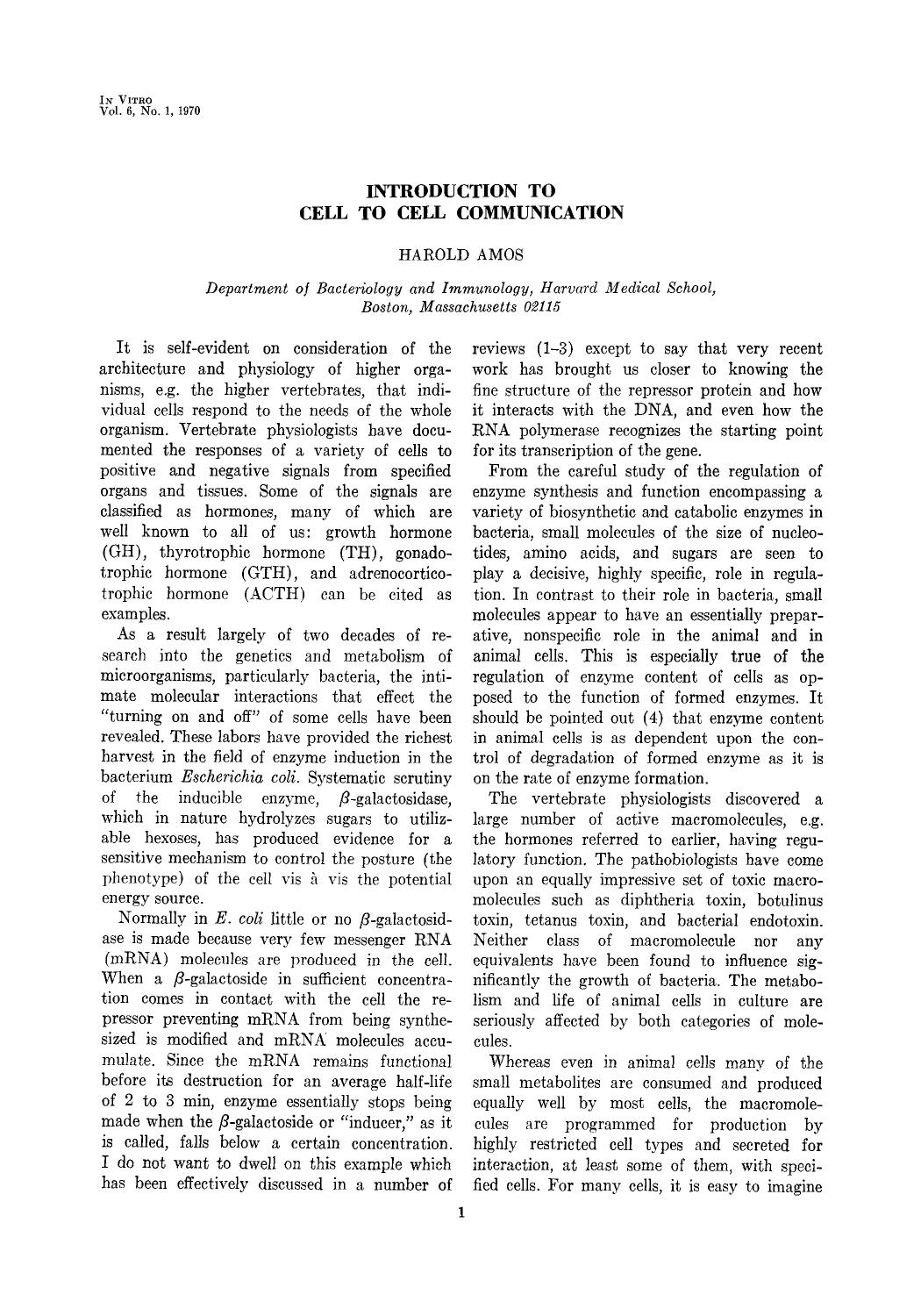 Introduction to cell to cell communication by Unknown