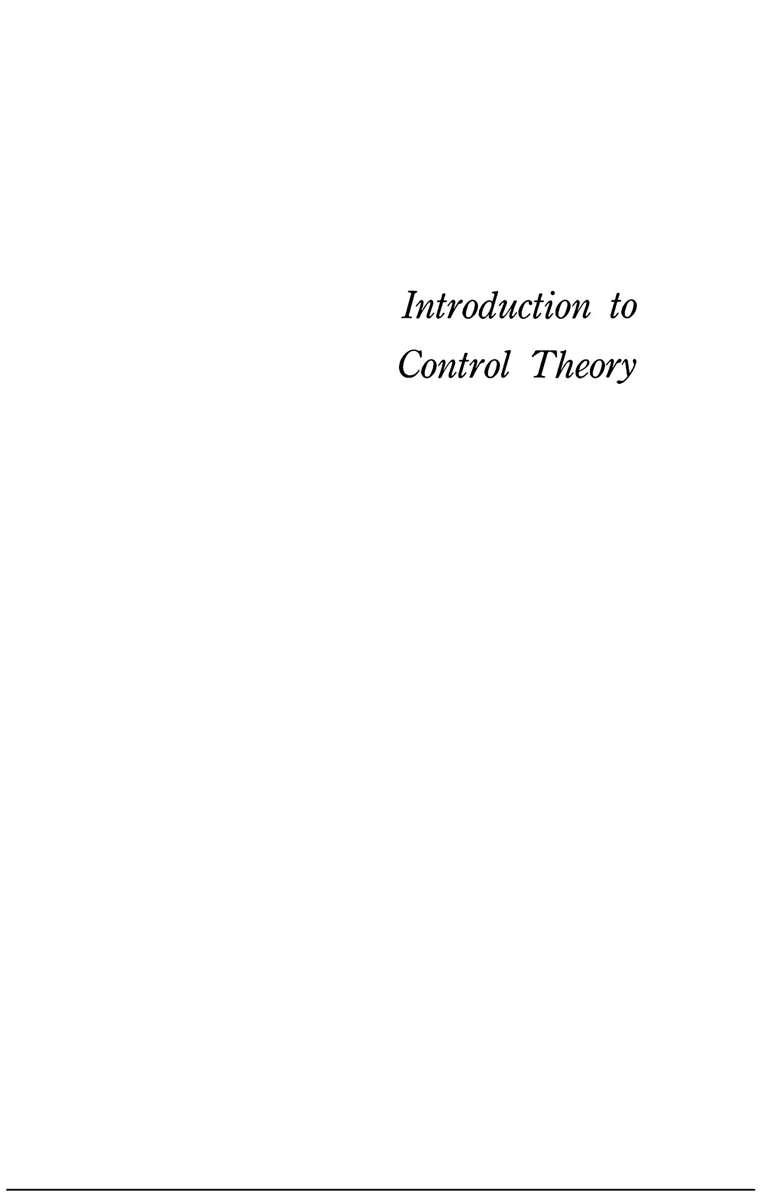 Introduction to control theory by Lowell B Koppel