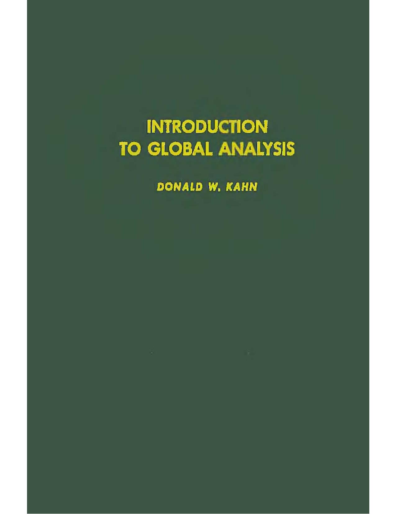 Introduction to global analysis by Donald W Kahn