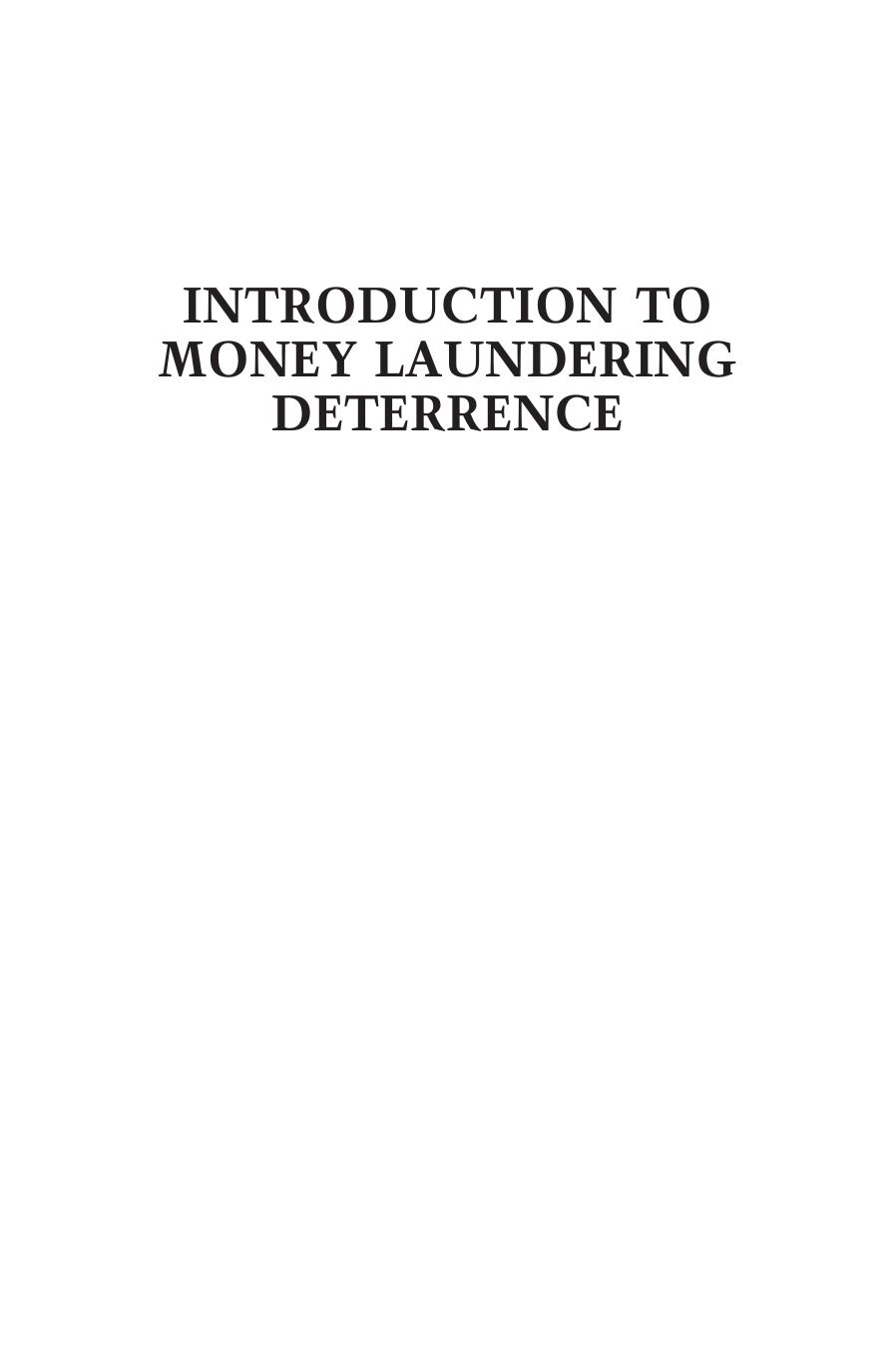 Introduction to money laundering deterrence by Cox Dennis
