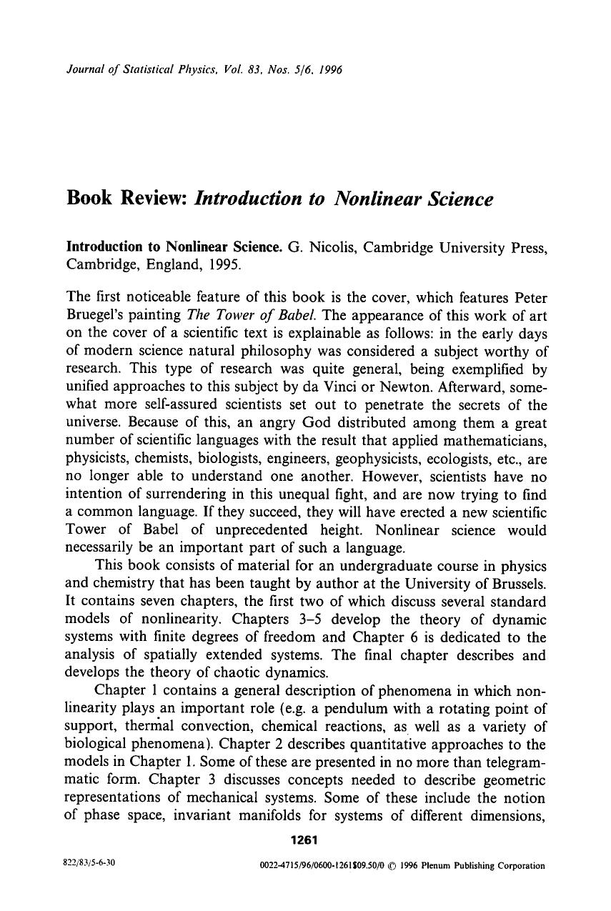 Introduction to nonlinear science by Unknown