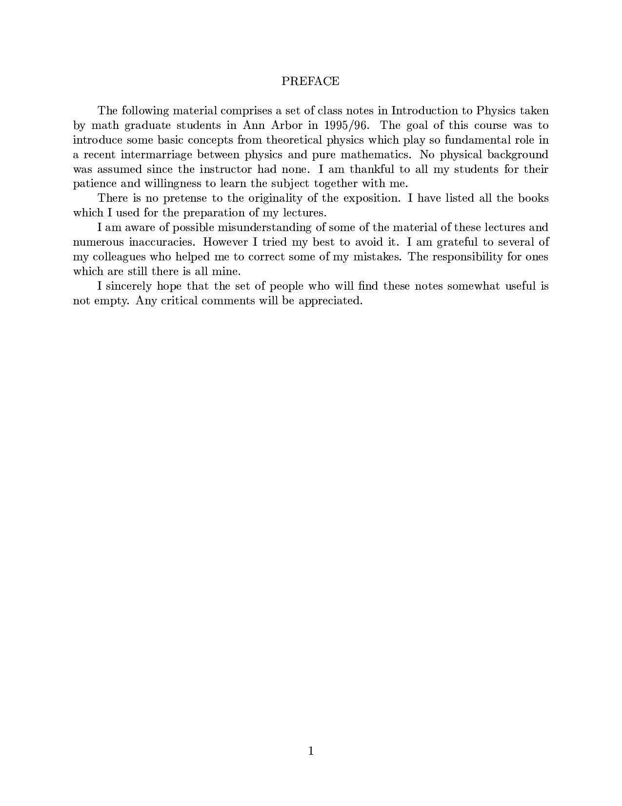 Introduction to quantum physics for mathematicians by Dolgachev I