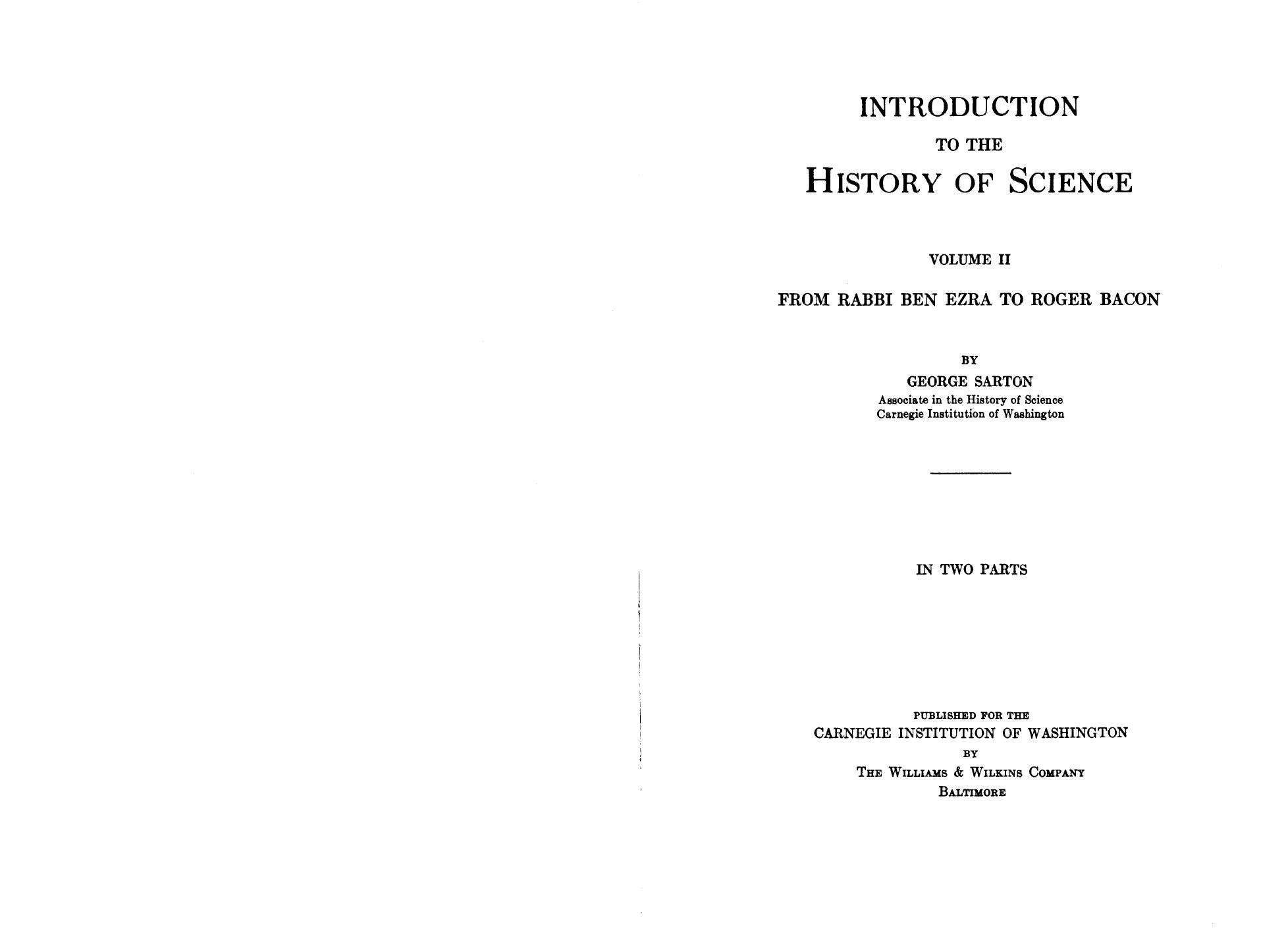 Introduction to the History of Science by George Sarton